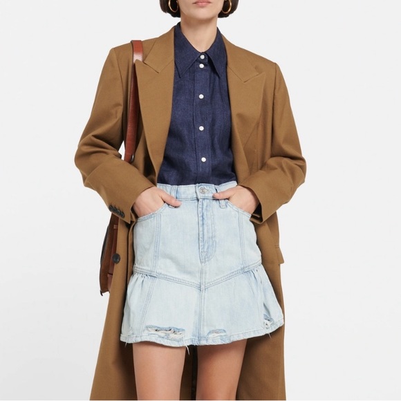 7 For All Mankind x Cara Delevingne Peplum Denim Mini Skirt - Picture 1 of 6